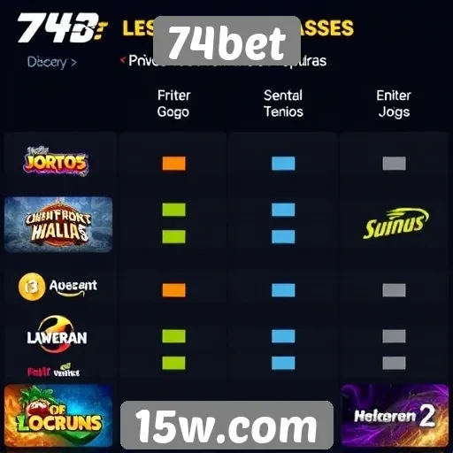 Comparação de jogos populares disponíveis na 74bet